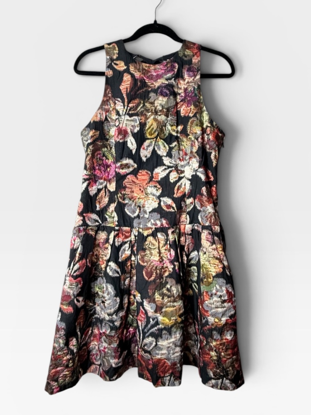 Anthropologie Leifsdottir floral Mini Dress Size 10 Metallic Colorful (G)